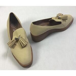 Jeffrey Campbell Womens Shoes Sz 8 Ditams Leather Loafer Wedge Cream Tassels